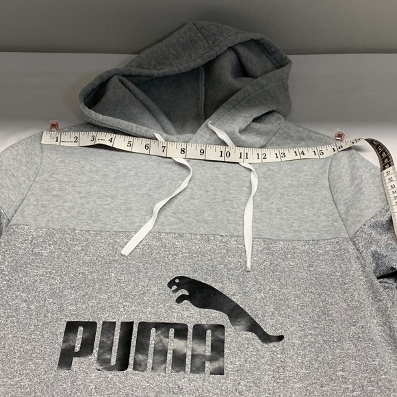 Puma Pullover Long Sleeve Hoodie Sweatshirt Kangaroo Pocket Grey Blend Small - Picture 5 of 8